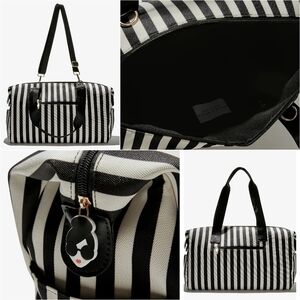 Alice + Olivia Positano Black & White Stripe Duffle Bag